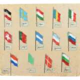 Mustertafel mit Blechflaggen Hausser, Vorkrieg, auf Karton o… - photo 1