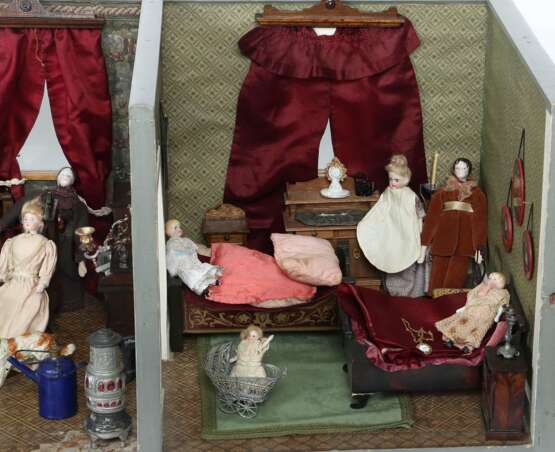 Puppenstube um 1900/20, 2 Raumgehäuse, außenseitig weiß bema… - Foto 4