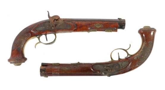 Paar Perkussionspistolen Regensburg, um 1850, Lauf bez. I. A… - фото 1