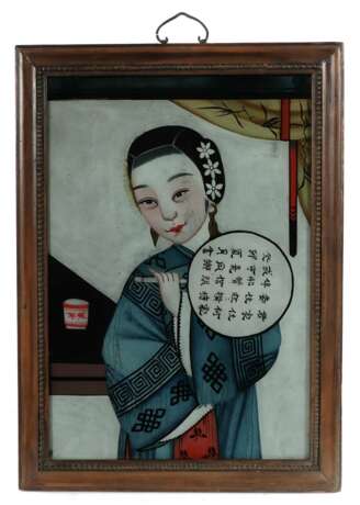 Hinterglasmaler des 19./20. Jh. China, ''Mädchen mit Fächer'… - Foto 1