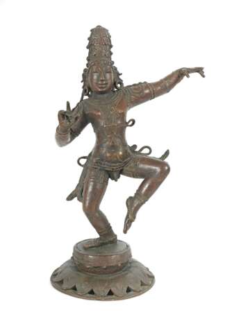 Krishna, tanzend Südindien, 19./20. Jh., Bronze patiniert, d… - Foto 1