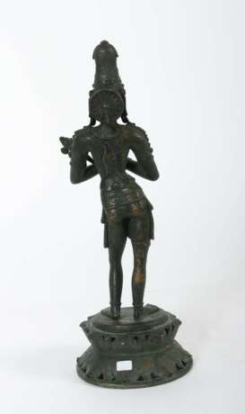 Devi Parvati Indien, 19./20. Jh., Bronze, Reste einer grünen… - Foto 2