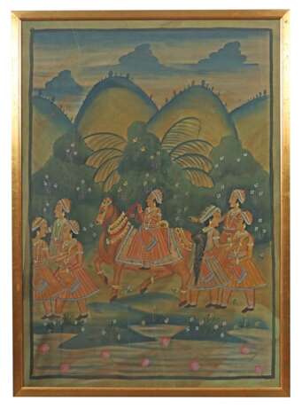2 indische Tuchmalereien 2. Hälfte 20. Jh., Gouache auf Stof… - фото 3