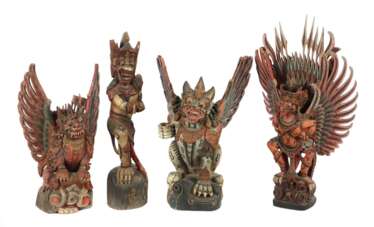 Vier geschnitzte Garuda-Figuren Indonesien/Südostasien, 20.…