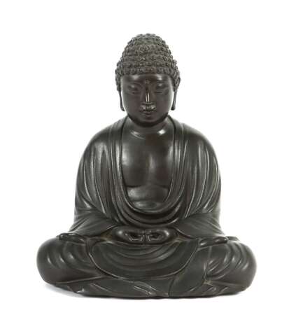 Buddha Daibutsu Japan, 20. Jh., Bronze geschwärzt, Bodenstem… - Foto 1