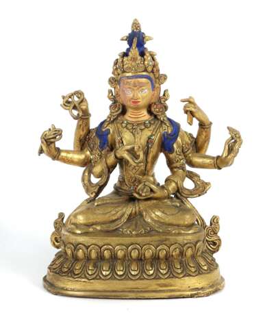 Bodhisattva Avalokiteshvara Tibet, 19. Jh., Bronze vergoldet… - фото 1