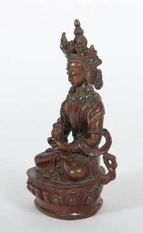 Bodhisattva Dorje Sempa Tibet, um 1900, Bronze patiniert, mi… - фото 2