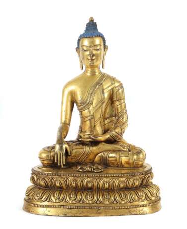 Buddha Shakyamuni 19. Jh., sinotibetisch, Bronze vergoldet,… - photo 1
