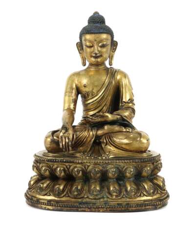 Buddha Shakyamuni 19. Jh. oder früher, sinotibetisch, Bronze… - Foto 1