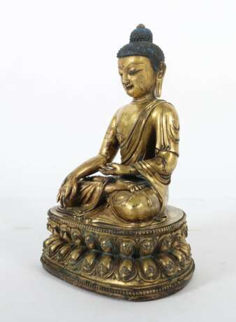 Buddha Shakyamuni 19. Jh. oder früher, sinotibetisch, Bronze… - Foto 4