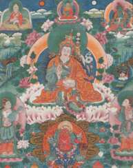 Thangka mit Padmasambhava Tibet, 18./19. Jh., zentrale Darst…