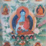 Thangka mit 7 Medizinbuddhas wohl Tibet, 19./20. Jh., Stoff… - photo 1