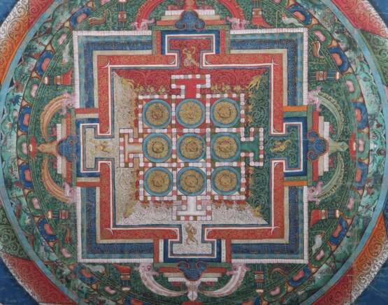 Mandala Thangka Tibet, 19./20. Jh., schönes Kolorit, HxB: ca… - Foto 4