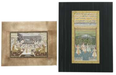 2 Buchseiten Persien, 19. Jh., Frontseite mit fein detaillie…
