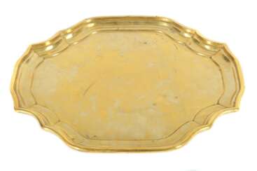 Tablett im Barockstil wohl um 1800, Messing vergoldet ?, von…