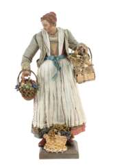 Neapolitanische Krippenfigur Italien, 19. Jh., Marktfrau m.…