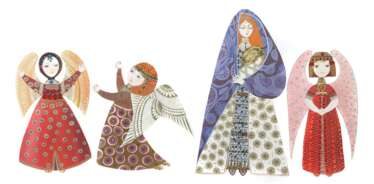 Weihnachtsszene 20. Jh., 4 Figuren: Maria mit Jesuskind und…