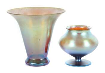 Zwei Myra Vasen WMF Geislingen, 1930er Jahre, honigfarbenes…