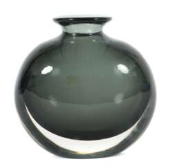 Vase 1960er Jahre, Murano oder Skandinavien, schwarzes Glas,…