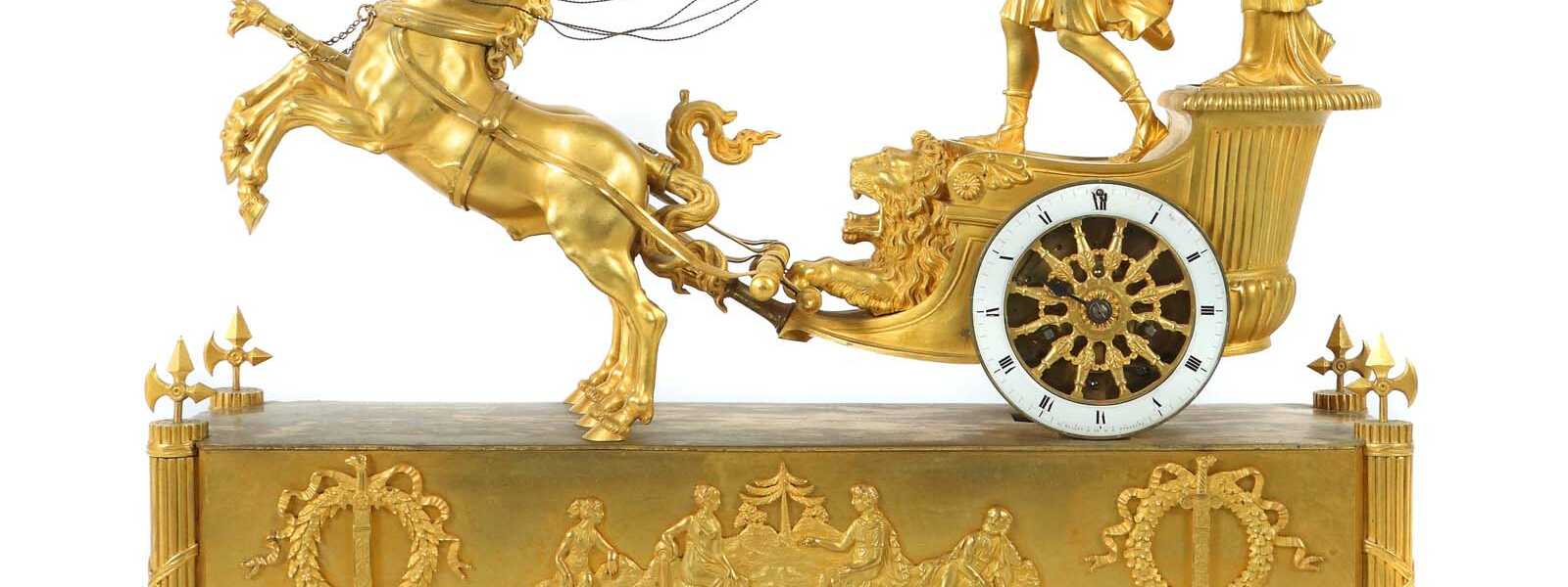 Bronze doré Figuren-Pendule mit Wagenlenker Frankreich, um 1…