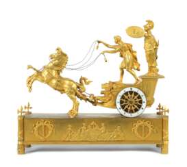 Bronze doré Figuren-Pendule mit Wagenlenker Frankreich, um 1…