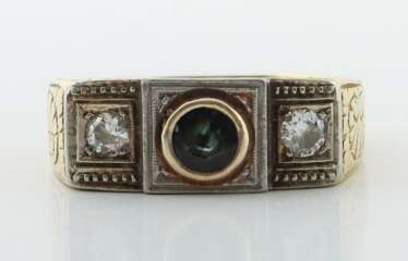 Ring mit Saphir & Brillanten um 1920, Gelbgold 750/Platin, c…