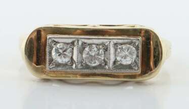 Ring mit Brillanten um 1930, Gelbgold 585 (säuregeprüft)/Pla…