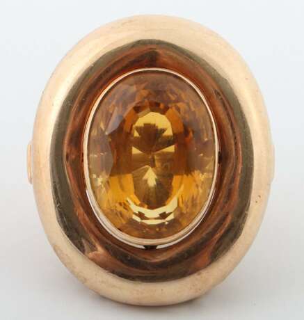 Ring mit Citrin 1960er Jahre, Gelbgold 585, ca. 16,47 g, Han… - фото 1