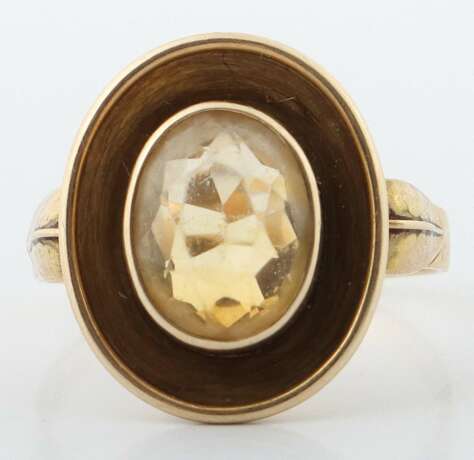 Ring mit Citrin 1960er Jahre, Gelbgold 585, ca. 3,98 g, bese… - photo 1