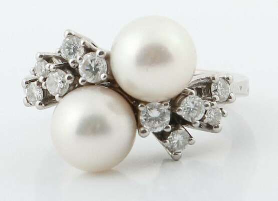 Ring mit Perlen & Diamanten Juwelier Leicht, 1970er Jahre, W… - фото 1