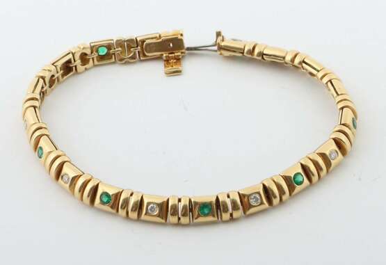 Smaragd-Brillant-Armband Gelbgold 750, Gliederarmband altern… - Foto 1