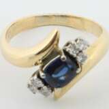 Ring mit Diamanten & Saphir 20. Jh., Gelbgold 750, ca. 5,4 g… - photo 2