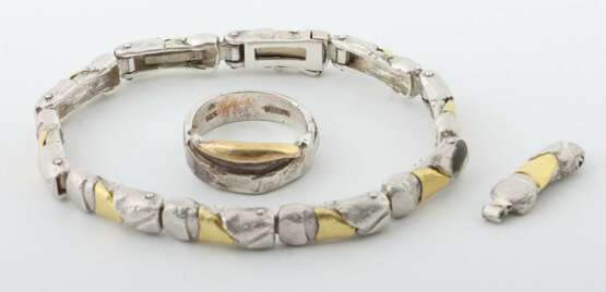 Armband & Ring modern, Sterlingsilber/Gold 750, ca. 29,03 g,… - Foto 1