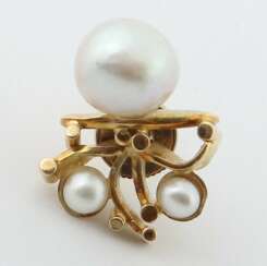 Pin mit Perlen modern, Gelb- und Weißgold 750 (säuregeprüft)…