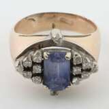 Ring mit Saphir & Diamanten modern, Weiß- und Gelbgold 585 (… - photo 2