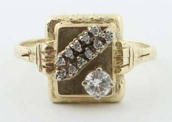 Ring mit Brillant & Diamanten modern, Gelbgold 585 (säuregep…