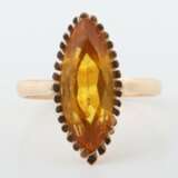 Ring mit Citrinnavette modern, Gelbgold 750, ca. 6,26 g, bes… - фото 1