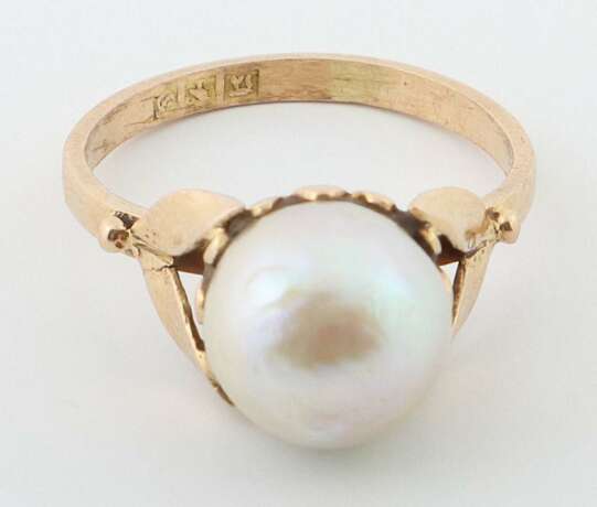 Ring mit Perle wohl Ägypten, modern, Gelbgold 750, ca. 3,75… - photo 2