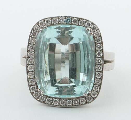 Ring mit Aquamarin & Diamanten modern, Weißgold 750, ca. 25,… - photo 1