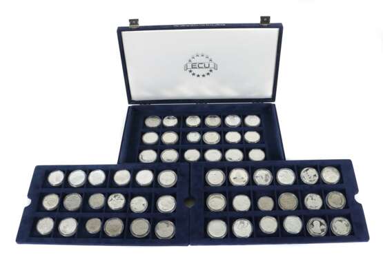 Sammlung von 54 ECU-Münzen 1990er Jahre, hoher Silberanteil,… - Foto 1