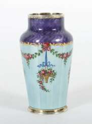 Feine Emaille-Vase wohl Skandinavien, 1901-21, Sterlingsilbe…