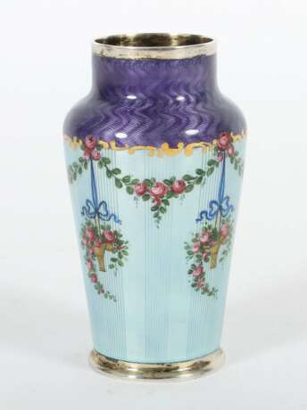 Feine Emaille-Vase wohl Skandinavien, 1901-21, Sterlingsilbe… - photo 2