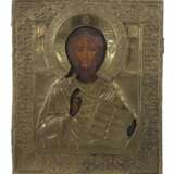 Ikone ''Christus Pantokrator'' mit Messingoklad Russland, 19… - Foto 1