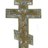 Segenskreuz Russland, 19. Jh., Bronze reliefiert, part. emal… - фото 1