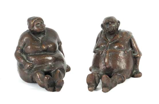 Bildhauer des 20. Jh. ''Sitzendes Paar'', Bronze patiniert,… - фото 1