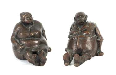 Bildhauer des 20. Jh. ''Sitzendes Paar'', Bronze patiniert,…
