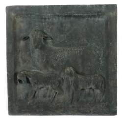 Bildhauer des 20. Jh. ''Schaf mit Lämmchen'', Bronze patinie…