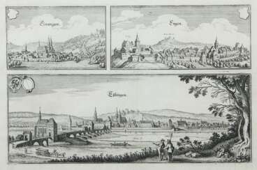 Kupferstich von Esslingen am Neckar Um 1600, Ansicht von Ess…