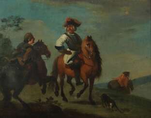 Maler des 18. Jh. ''Reiterszene'', Soldat mit seinem Gefolge…