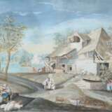 Maler des 18./19. Jh. ''Ländliche Szene'' mit Bauernhäusern… - Foto 2